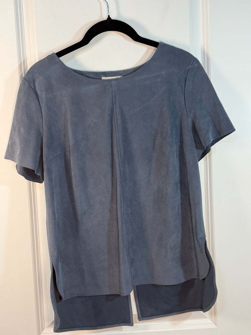 1.STATE Blue Faux Suede Short Sleeve Top Size M